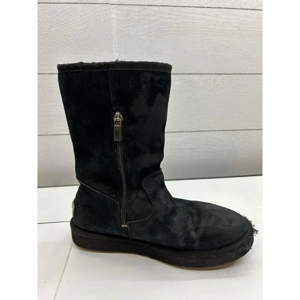 UGG Australia PIERCE 1006031 US 5M EUR‎ 36 Black Suede Sheepskin Winter Boots
